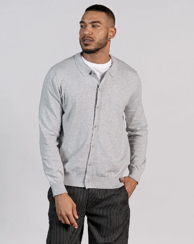 Markdowns ESSENTIAL BUTTON THROUGH KNITTED SHIRT - LIGHT GREY