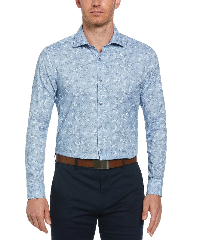 Sale Event Slim Fit Button-Down Painterly Floral Print Dress Shirt