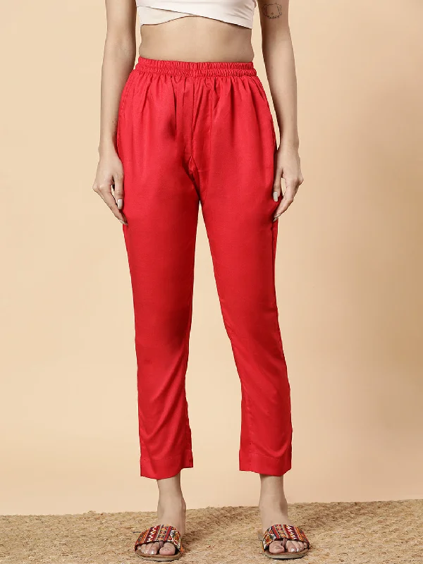 Take Action Red Rayon Pants