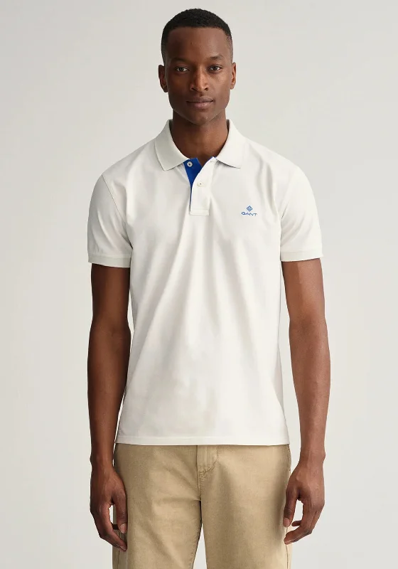 Take Advantage Gant Contrast Pique Collar Polo Shirt, Eggshell