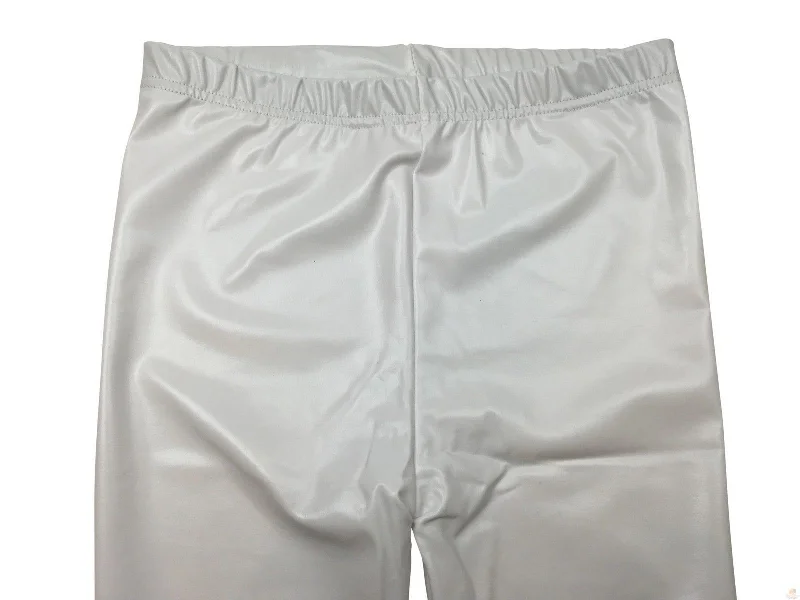 Weekend Discounts to Grab Metallic Leggings Stretchy Pants Neon Fluro Shiny Glossy Dress Up Dance Party - White