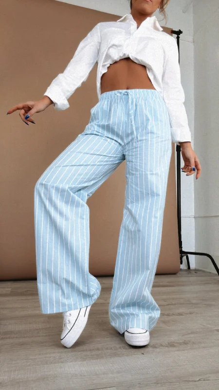 Weekend Deals That Thrill Trendiest Striped Wide Leg Boxer Pant, Blue