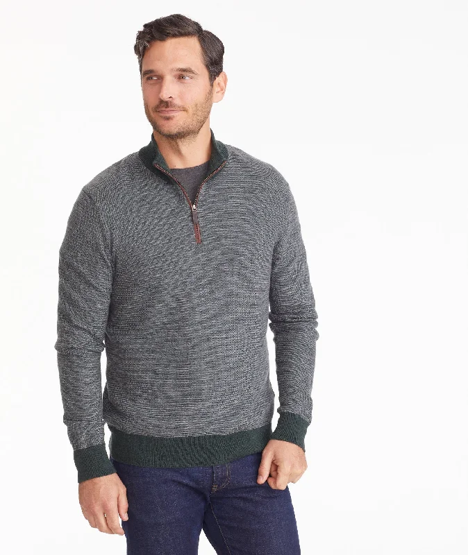 Super Savings Birdseye Merino Wool Quarter-Zip Sweater