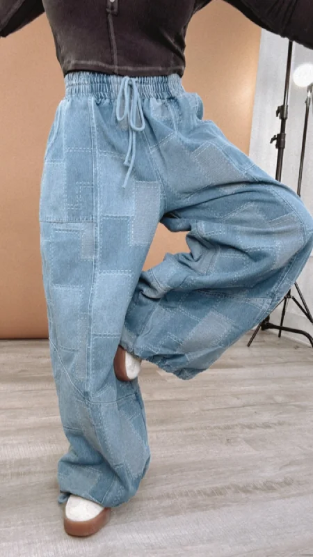 Weekend Specials to Indulge In ECB Exclusive: Demi Denim Checkered Patchwork Jogger Pant
