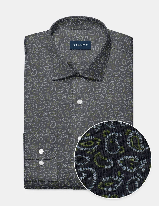 Weekend Specials to Cherish Ice Blue On Navy Fancy Paisley Print