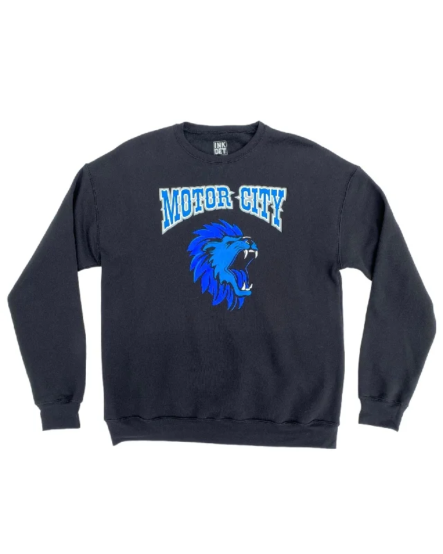 Must-Have Deals Ink Detroit - Motor City Kitty Lion Crewneck Sweatshirt - Black