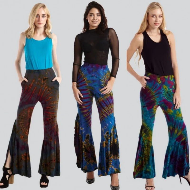 Overstock Clearance Tie-dye Pants - Slit Wide Leg with Pockets!