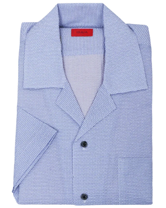 Weekend Steals Await Blue and White Micro Print Shirt