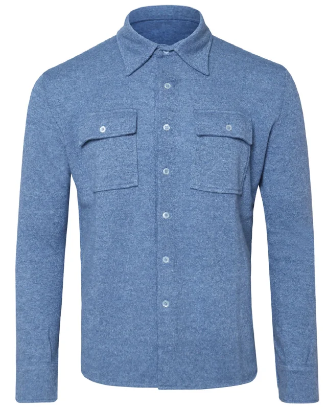 Weekend Shopping Extravaganza Mid Blue Cashmere Blend Overshirt