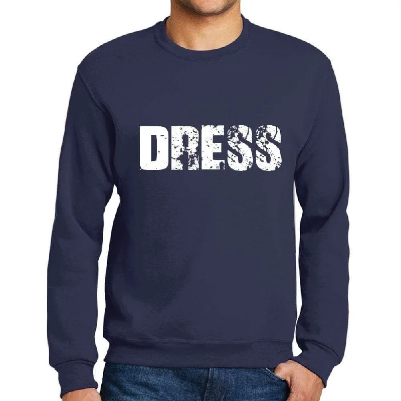Limited Time Men's Printed Graphic Sweatshirt Popular Words DRESS French Navy