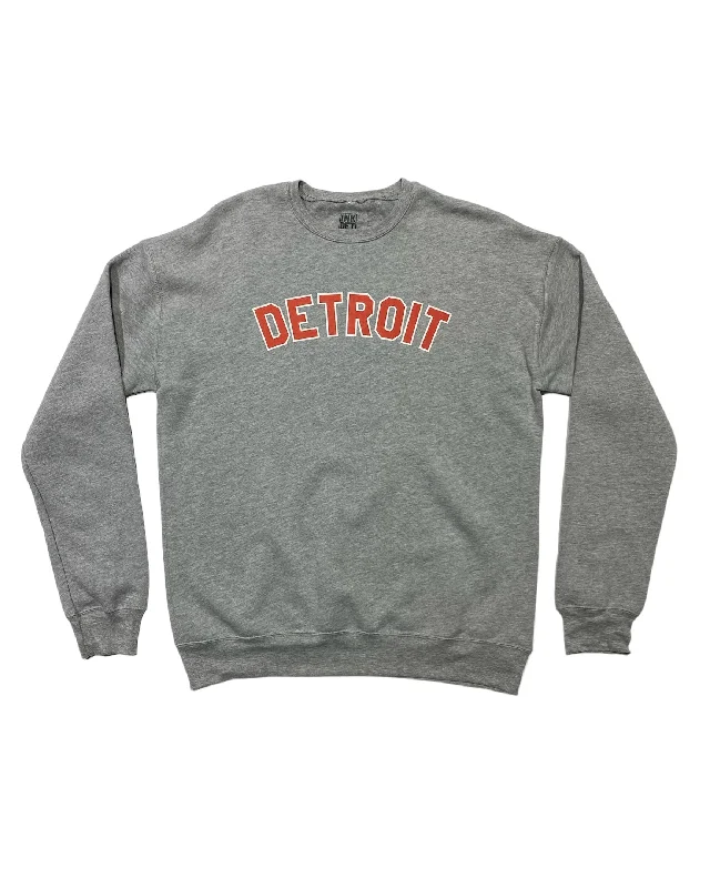 Steals and Deals Ink Detroit - Red & White on Athletic Grey Crewneck