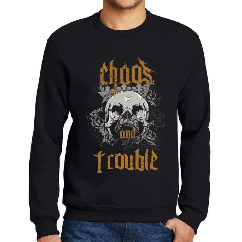 Act Now Ultrabasic - Homme Imprimé Graphique Sweat-Shirt Chaos and Trouble Noir Profond
