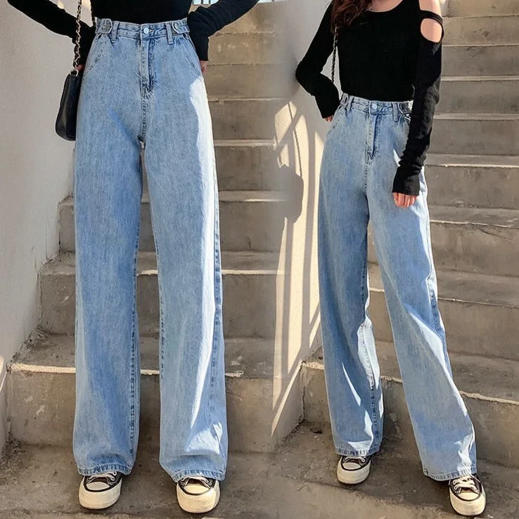 Weekend Specials to Enjoy CityHottie - streetwear high waist women's fashion jeans woman girls women wide leg pants trousers female trousers denim bagge mom jeans