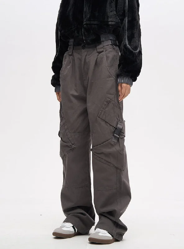 Crazy Deal Double Waist Strap Wide Leg Cargo Pants