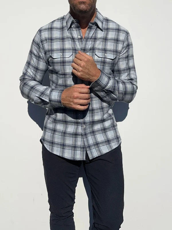 Mega Sale Light Blue Merino-Blend Flannel- Small Batch #579