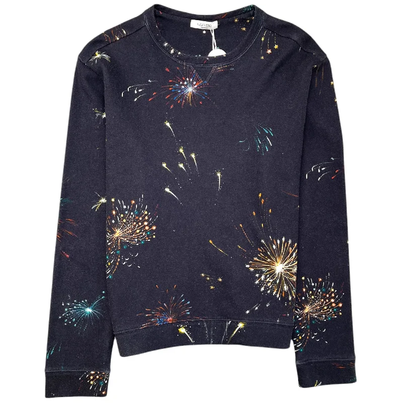 Crazy Savings Men's Firework Print Sweatshirt Navy Size S