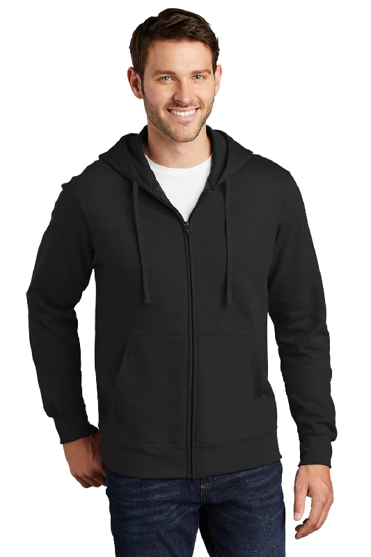 Today’s Deal Port & Company Mens Fan Favorite Fleece Full Zip Hooded Sweatshirt Hoodie w/ Pockets - Jet Black