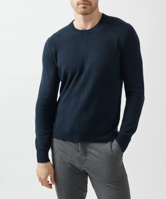 Extra Discounts Recycled Cashmere Exposed Seam Crew Neck Sweater - Midnight