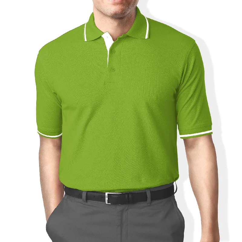 Weekend Bargains Just for You Polo Collar Stripe Tipped T-Shirt Light Green
