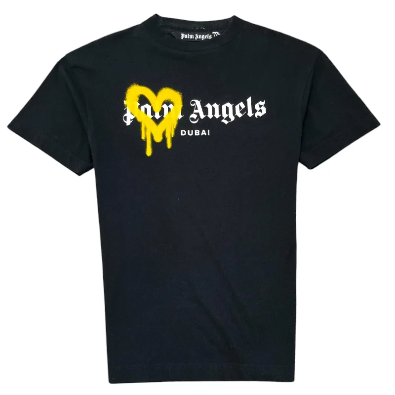 Weekend Discounts to Enjoy Men's Spray Logo Dubai T-Shirt Black Size S