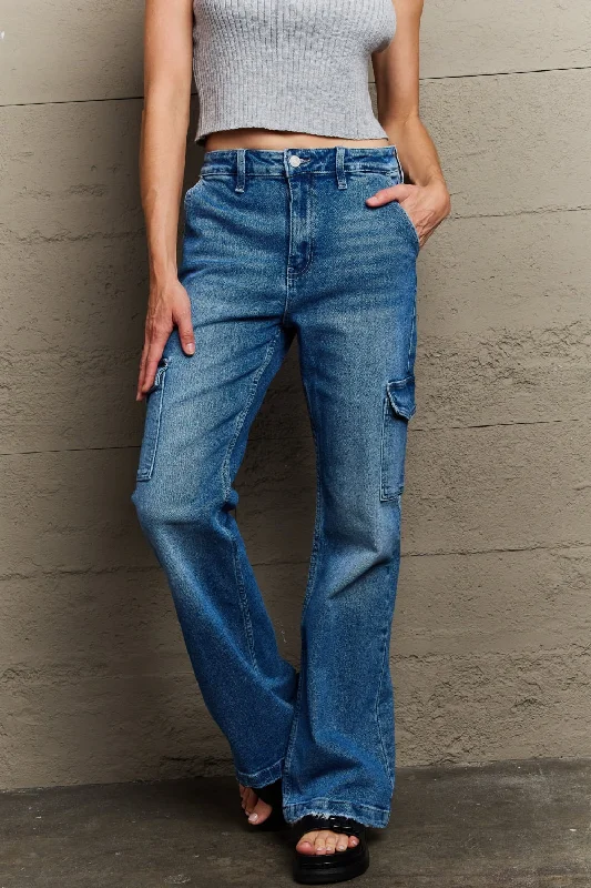 Can't Beat Kancan Holly High Waisted Cargo Flare Jeans