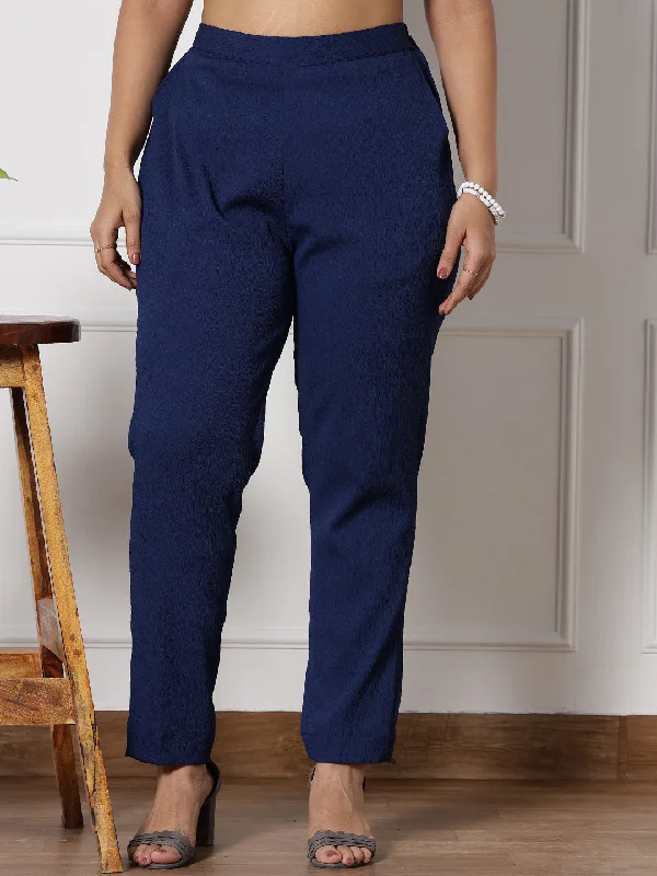 Weekend Extravaganza: Shop Now Navy Textured WaistbandPants