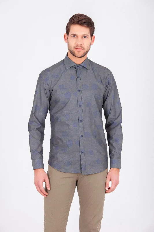 Weekend Savings Extravaganza Slim Fit Floral Printed Cotton Blend Khaki Casual Shirt