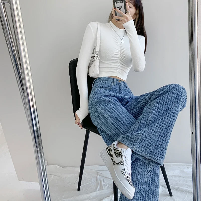 Weekend Specials to Celebrate CityHottie - Women Jeans High Waist Casual Streetwear y2k Baggy Office Lady New Fashion Korean Denim Trousers Female Straight Wide Leg Pants