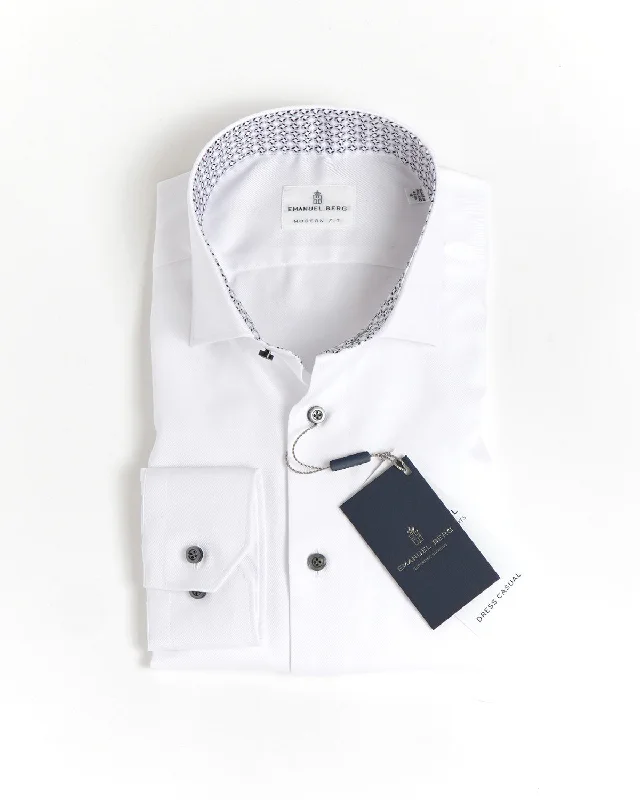 Deal Dash Modern Fit Twill Shirt W Grey Buttons