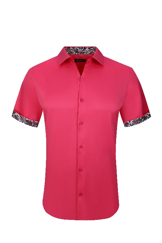 Lowest Price Suslo Solid 4 Way Stretch Short Sleeve Shirt - Fucsia