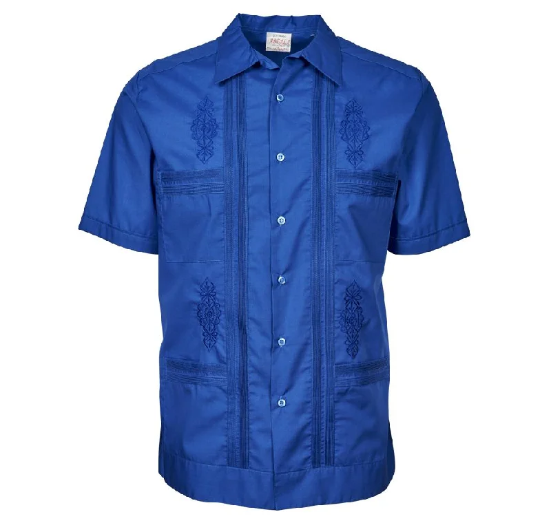 Shop and Save Original Guayabera - Men's Short Sleeve | Embroidered | Polyester-Cotton Blend