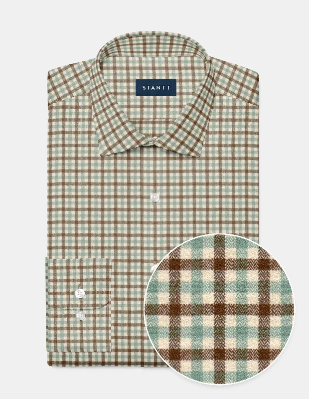 Weekend Bargains to Savor Teal and Coffee Herringbone Tattersall