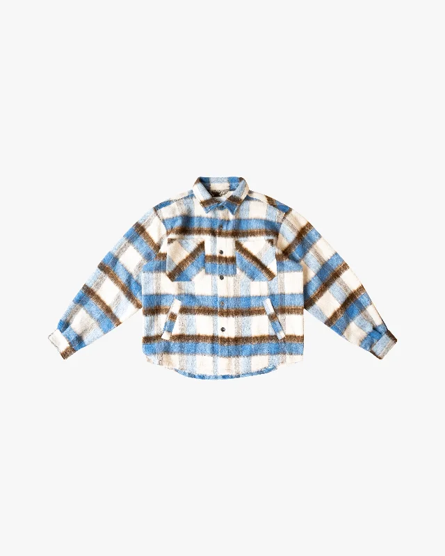 Price Smash EPTM SIDE SLIT FLANNEL-BLUE/BROWN