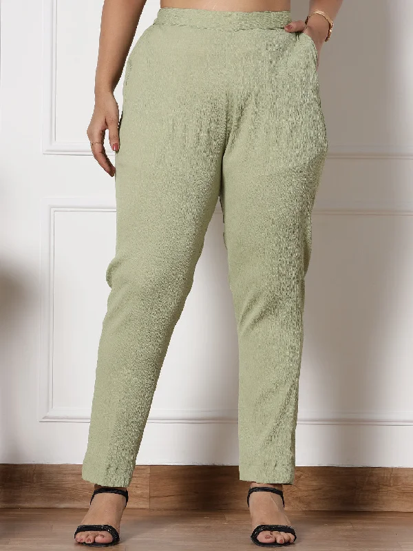 Weekend Specials Just for You SageGreen Textured WaistbandPants