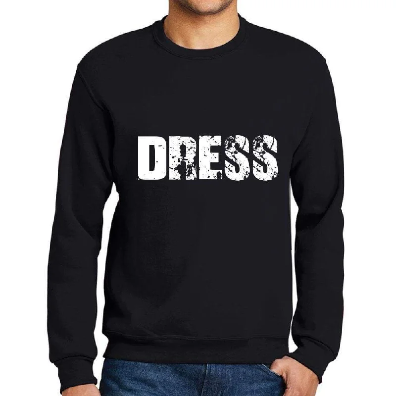 Online Deal Men's Printed Graphic Sweatshirt Popular Words DRESS Deep Black