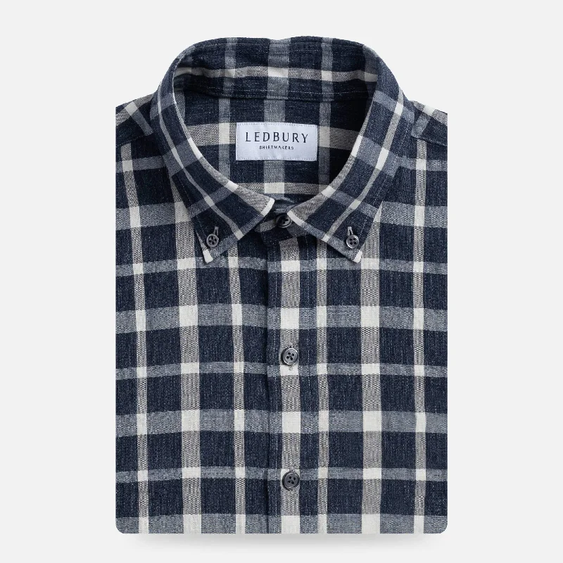 Weekend Deals That Sizzle The Navy Allen Cotton Linen Custom Shirt