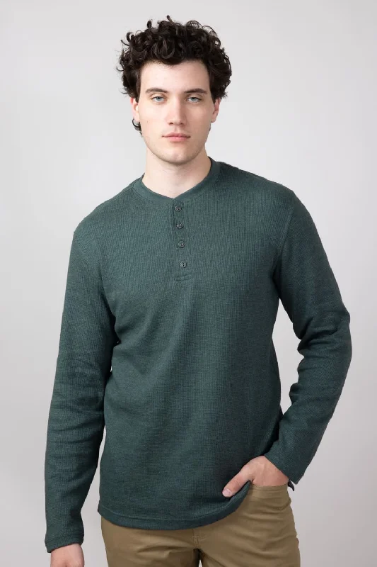 Super Savings Weatherproof Vintage Waffle Henley Shirt for Men in Heather Scarab | F243093GK-HEATHER SCARAB Super Savings Weatherproof Vintage Waffle Henley Shirt for Men in Heather Scarab | F243093GK-HEATHER SCARAB