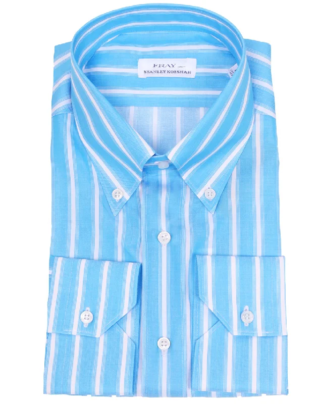 Steals and Deals Sky Blue and White Striped Boston Sportshirt