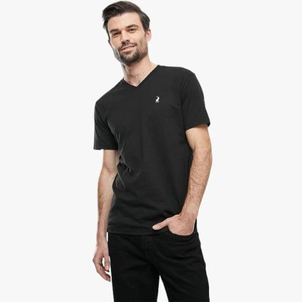 Instant Discount Polo Mens V-Neck Short Sleeve Tee Black