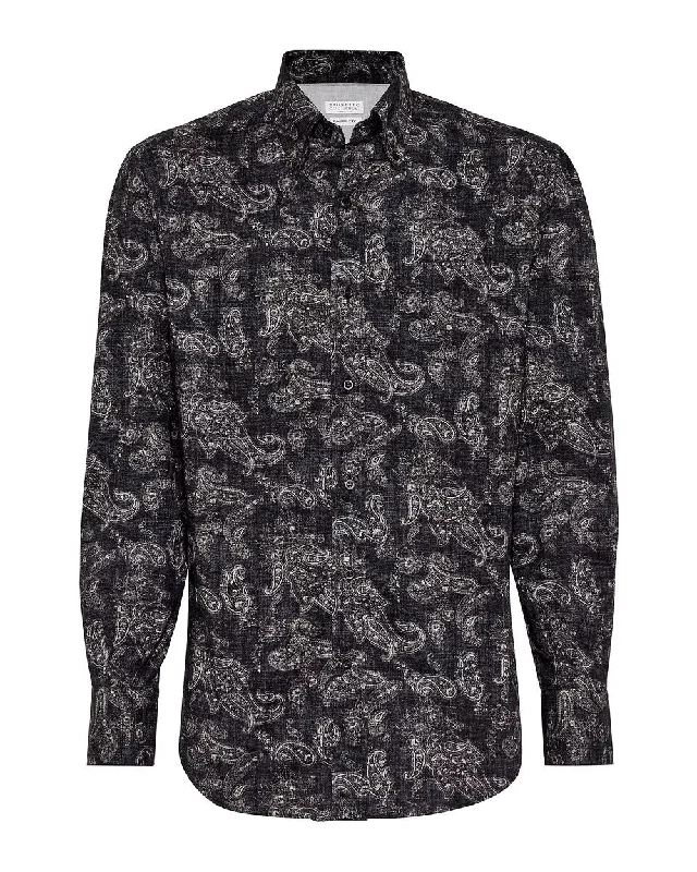 Bargain Prices Charcoal Paisley Sportshirt
