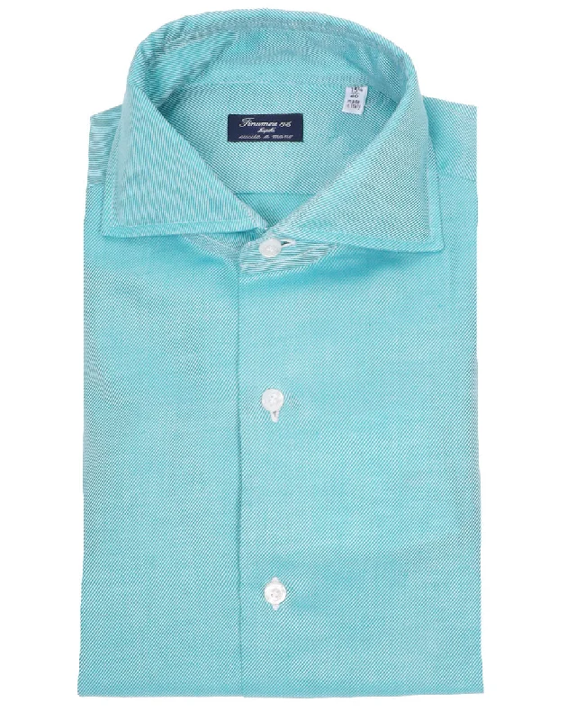 New Markdowns Twill Green Dress Shirt