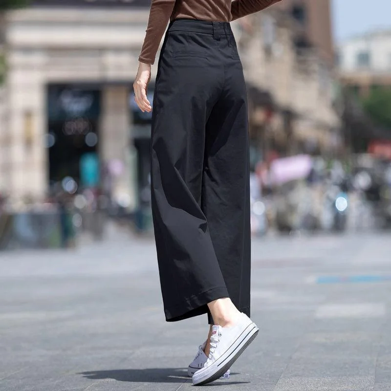 Today's Deal CityHottie - High Waist Wide Leg Pants Women's Spring And Autumn 2024 New Fashion Versatile Crop Pants High Waist Straight Casual Pants