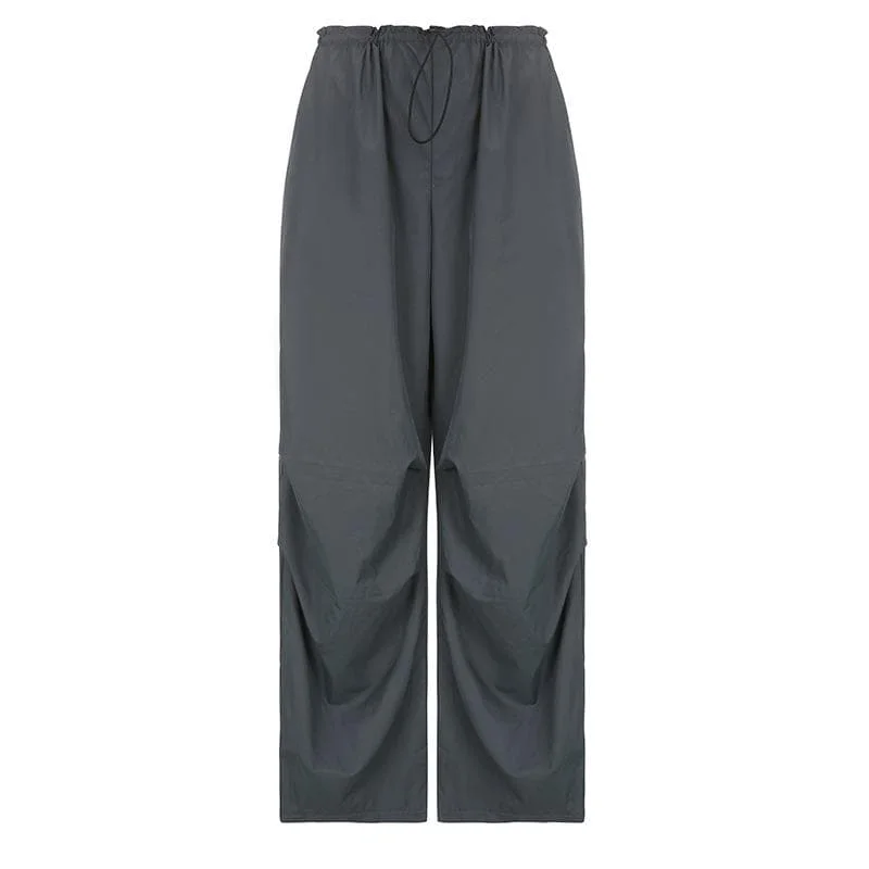 Weekend Discounts to Enjoy High rise solid drawstring pocket wide leg cargo pant