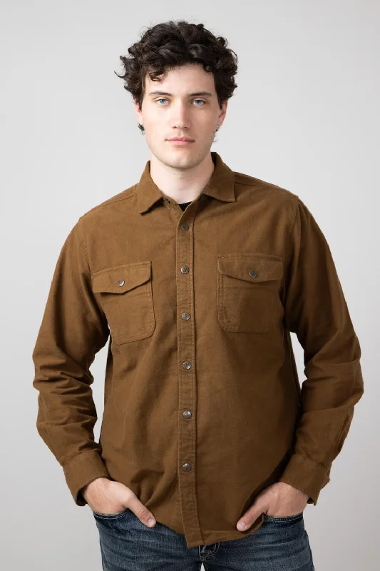 Extra Savings North River Suede Cotton Shirt for Men in Barn | NRM8057-BARN