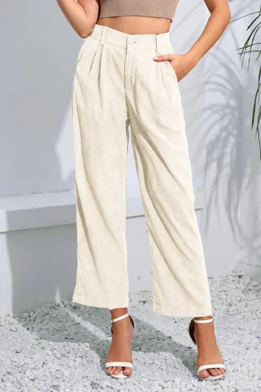 Weekend Offers That Amaze CityHottie - Buttoned  Straight Hem Long Pants