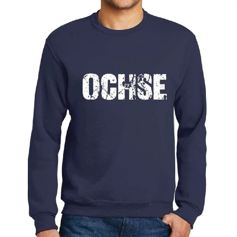 Weekend Deal Men's Printed Graphic Sweatshirt Popular Words OCHSE French Navy