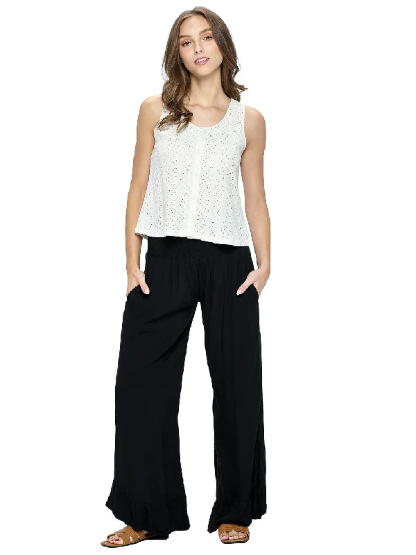 Weekend Deals That Dazzle Palazzo Pants with Ruched Waistline ~ Black