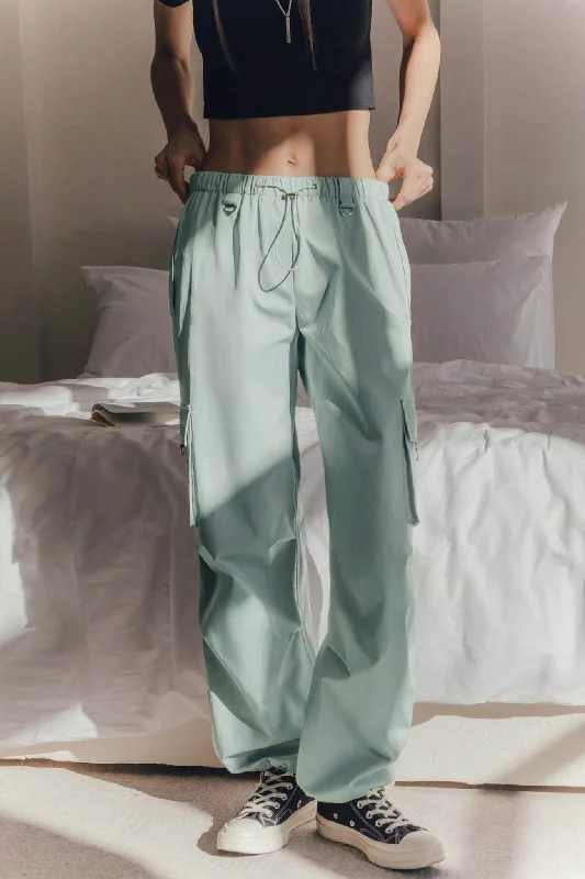 New Deal Solid Drawstring Large Pocket Cargo Pants