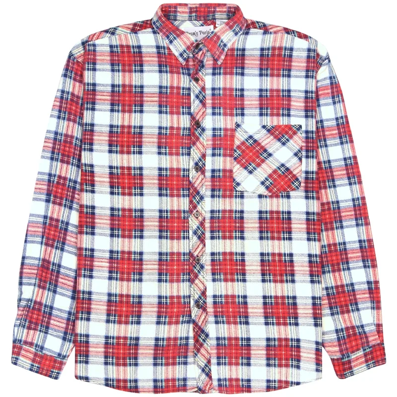 Don't Miss Out Bram's Paris Vintage Checkered Flannel Shirt Red Blue Cream