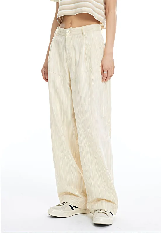 Stock Clearance Textured Pinstripe Wide Leg Pants
